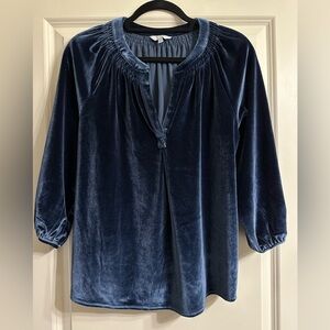 Crown & Ivy Navy Velvet Blouse